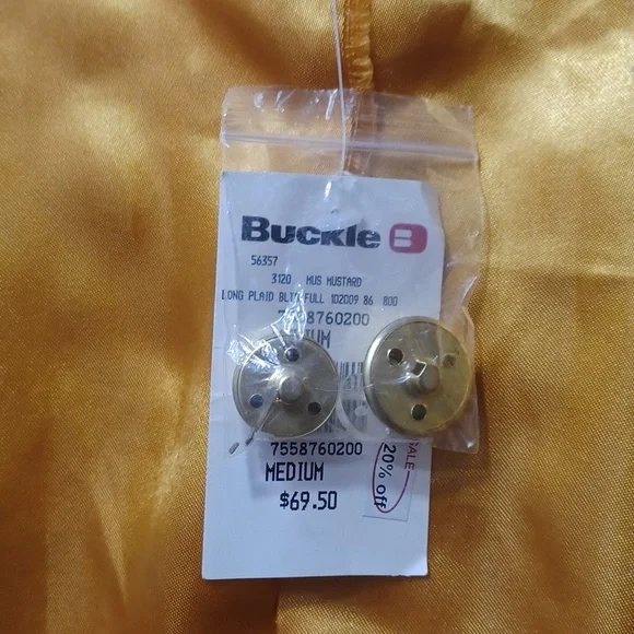 NWT Daytrip from thw Buckle, Plaid Gold Brown Faux Fur Collar, Pea Coat Medium - Picture 10 of 11